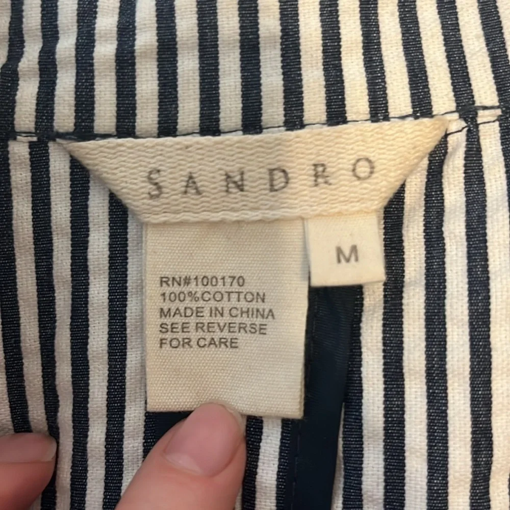 Sandro seersucker navy white stripe blazer - Picture 4 of 13